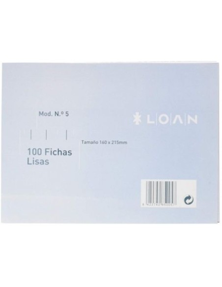 PAQ 100 FICHAS LISAS Nº5 16X215CM LOAN
